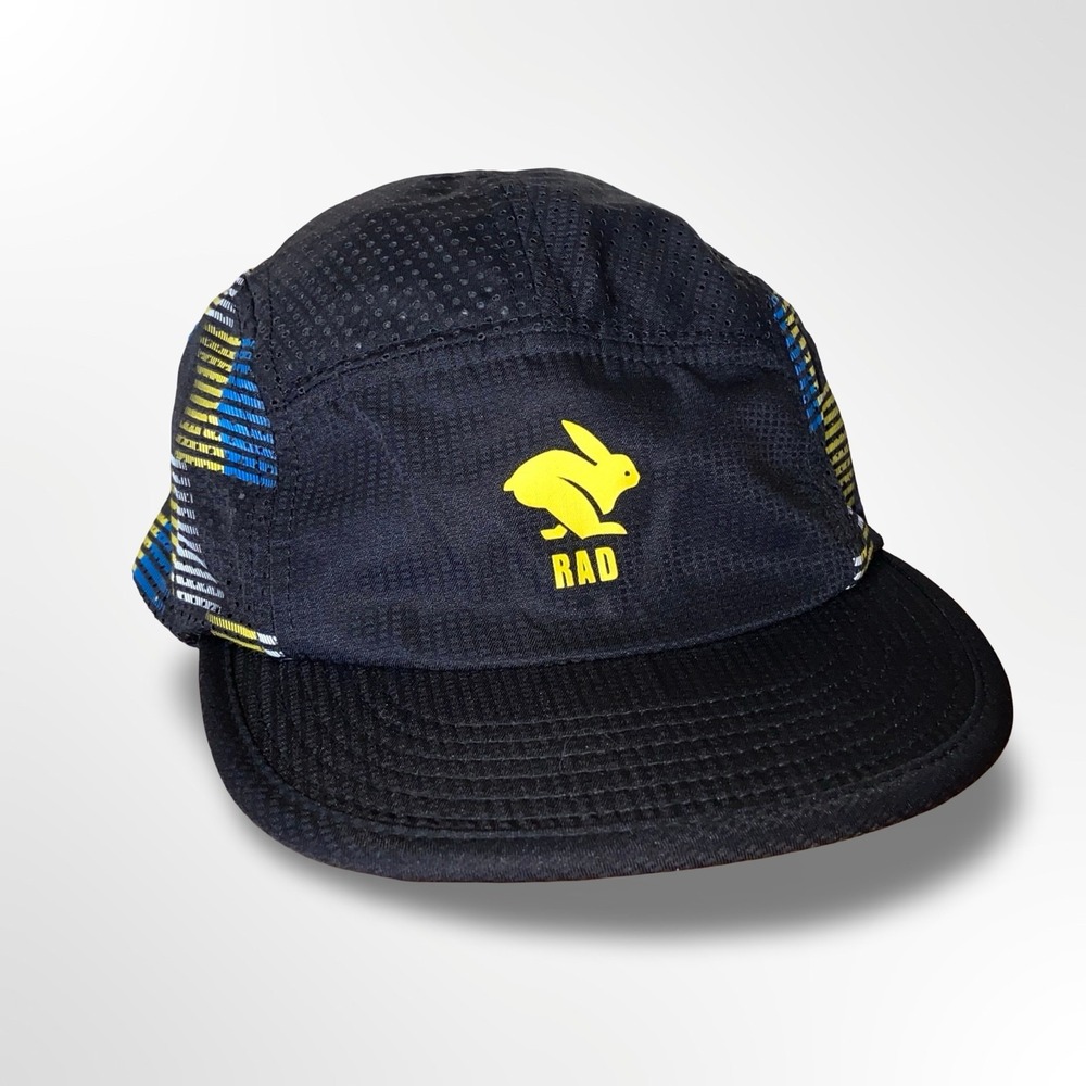 rnnr Rad Rabbit 5 Panel Running Cap Black Performance Mesh Adjustable Hat
